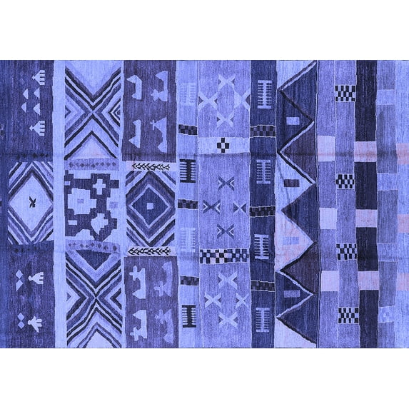 Ahgly Company Indoor Rectangle Solid Blue Modern Area Rugs, 3' x 5'