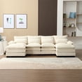 thumbnail image 2 of U-Shaped Sectional Sofa Couch Set, Modern Large Chenille Upholstered 4 Seater Sofa with Double Chaise and Padded Cushions, Modular Sectional Sofa Extra Wide Chaise Lounge for Living Room, Beige, 2 of 7