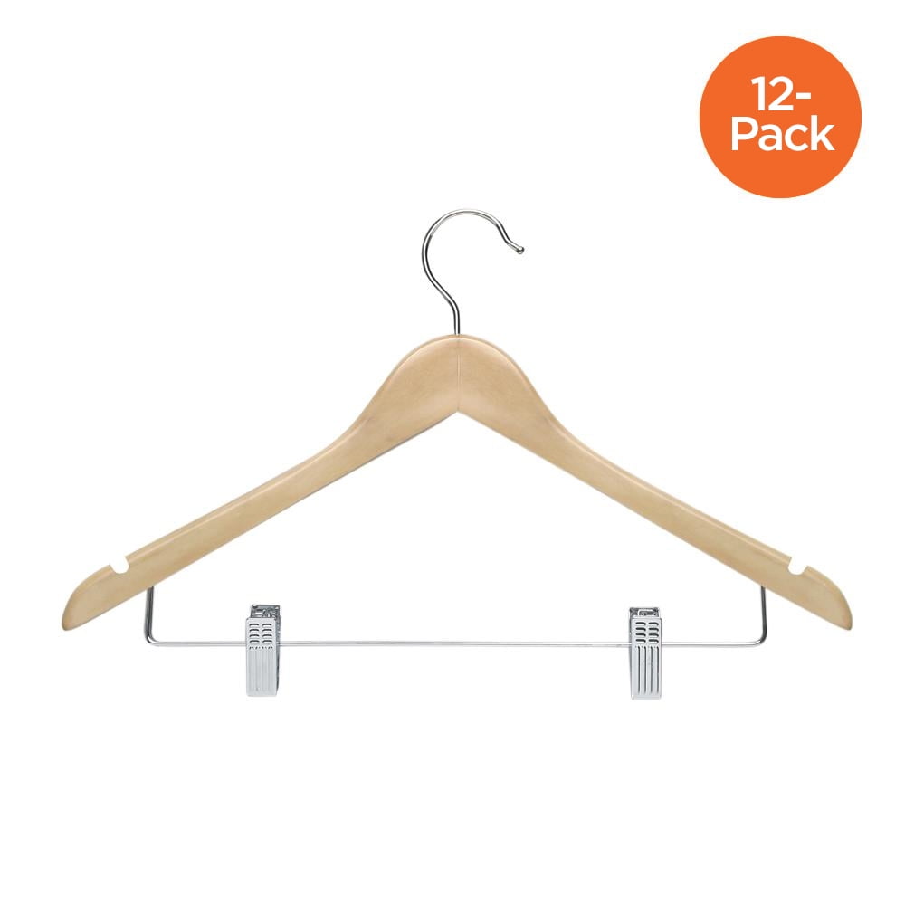 Honey-Can-Do HNGZ01535 Skirt/Pant Hangers with Clips Cedar 8-Pack 