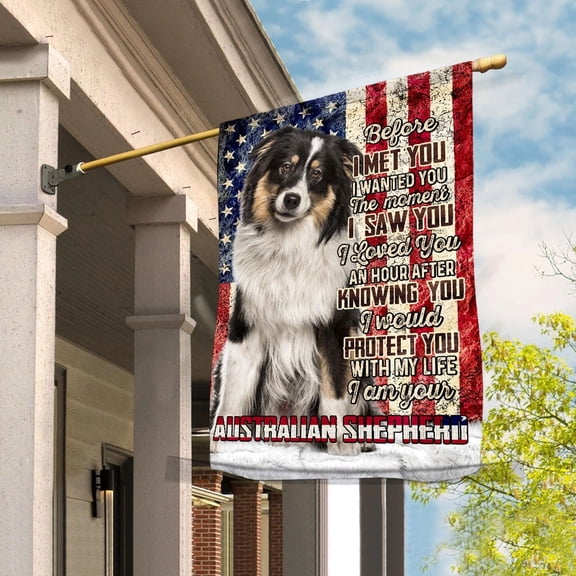 American Flag I Am Your Australian Shepherd Dog Flag Proud House Flag, Double-Sided Decorative Outdoor Flag, Patriotic Polyester Yard Flag 29.5 x 39.5 in