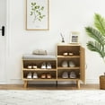 thumbnail image 3 of 2-in-1 Shoe Storage Bench & Shoe Cabinets Natural Rattan with Padded Seat and Adjustable Shelf, Home Entrance Shoe Rack for Hallway Bedroom Living Room Dorm and Small Apartment, 3 of 7