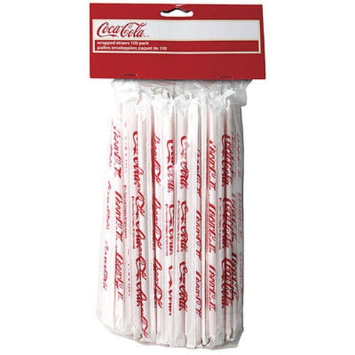 TableCraft CocaCola / Coke 100ct Wrapped Plastic Soda Straws Walmart