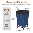 thumbnail image 5 of Storageworks 160L Rolling Laundry Hamper with Wheels, Heavy Duty Large Laundry Cart for Home, Closet, Dorm, Blue, 5 of 9
