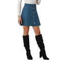 thumbnail image 4 of INSPIRE CHIC Women's Faux Suede Button Front A-Line High Waisted Mini Short Skirt M Peacock Blue, 4 of 6