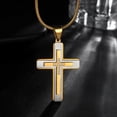 thumbnail image 5 of Jewmon Gold Cross Necklace for Men Stainless Steel Cross Pendant Chain Catholic Religious Jewelry Christmas Anniversary Gifts for Him Dad Grandpa Husband, 5 of 9