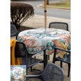 thumbnail image 5 of Outdoor Tablecloths with Umbrella Hole & Zipper, Octopus Coastal 54x54 Inch Square Tablecloths, Summer Nautical Starfish Coral Grey Wooden Waterproof Table Cloth, Patio/Pool/Picnic Table Covers, 5 of 8