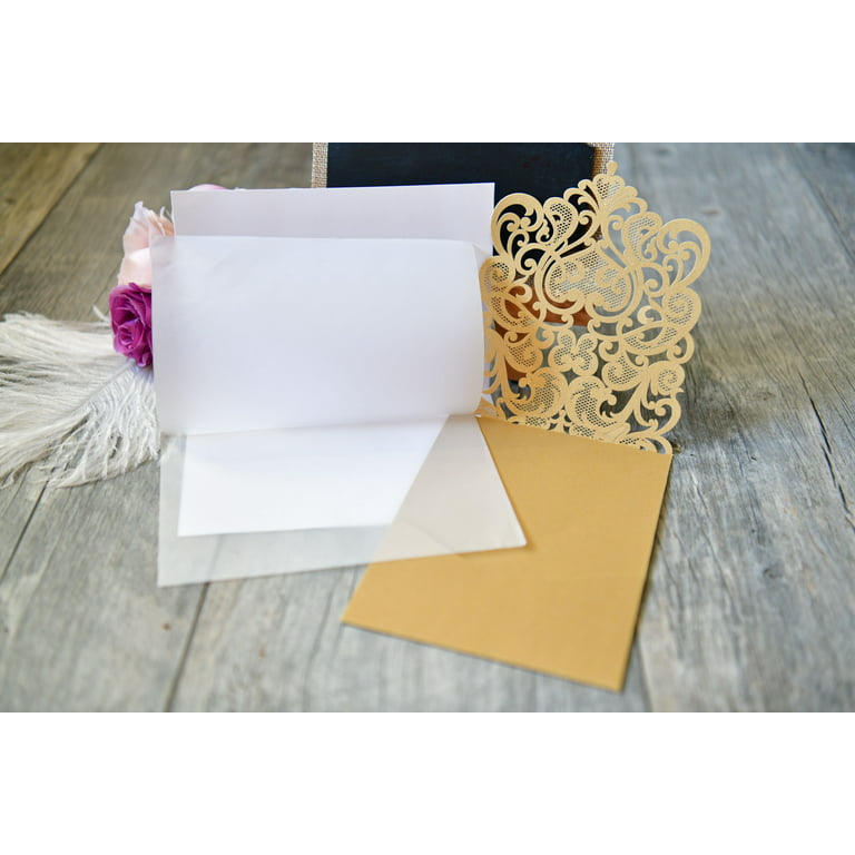 Laser Cut Ivory Lace Blank Invitations with Envelopes, 5 x 7.25