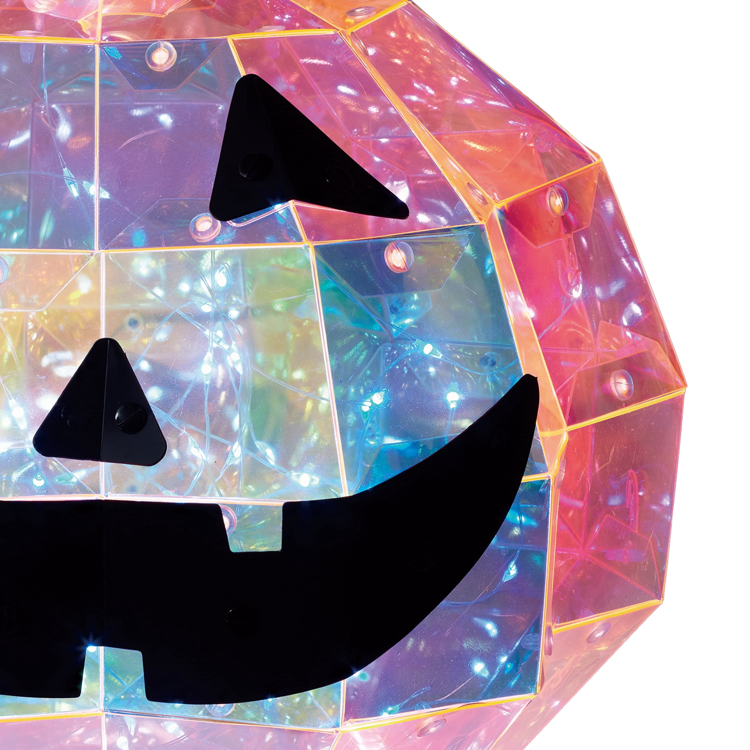 Indoor/Outdoor Battery-Operated LED Prismatic Pumpkin Decoration, Orange, 9.8", Halloween by Way To Celebrate