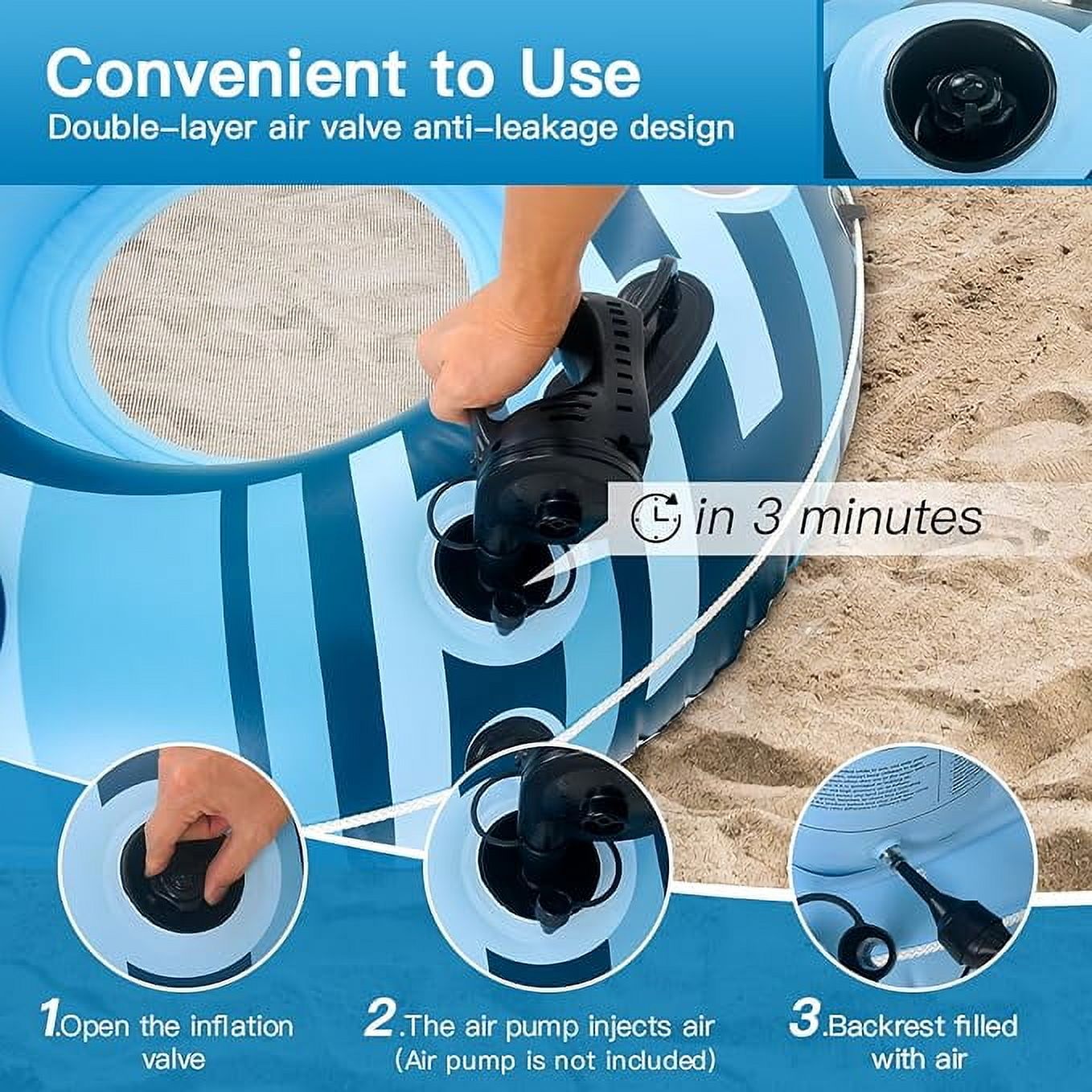 2024 New & Sky Blue Pool Floats Premium River Tube with Mesh Bottom Backrest & Cup Holder Giant Floaties for Adults Fashion Pool Floaties for Occupations & Recreation Pool Lounger
