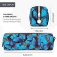 thumbnail image 3 of Yiaed Blue Butterflies Print Leather Pencil Case - Leather Pen Pencil Holder - Elegant & Practical Pencil Pouch for Work & Office, 3 of 7