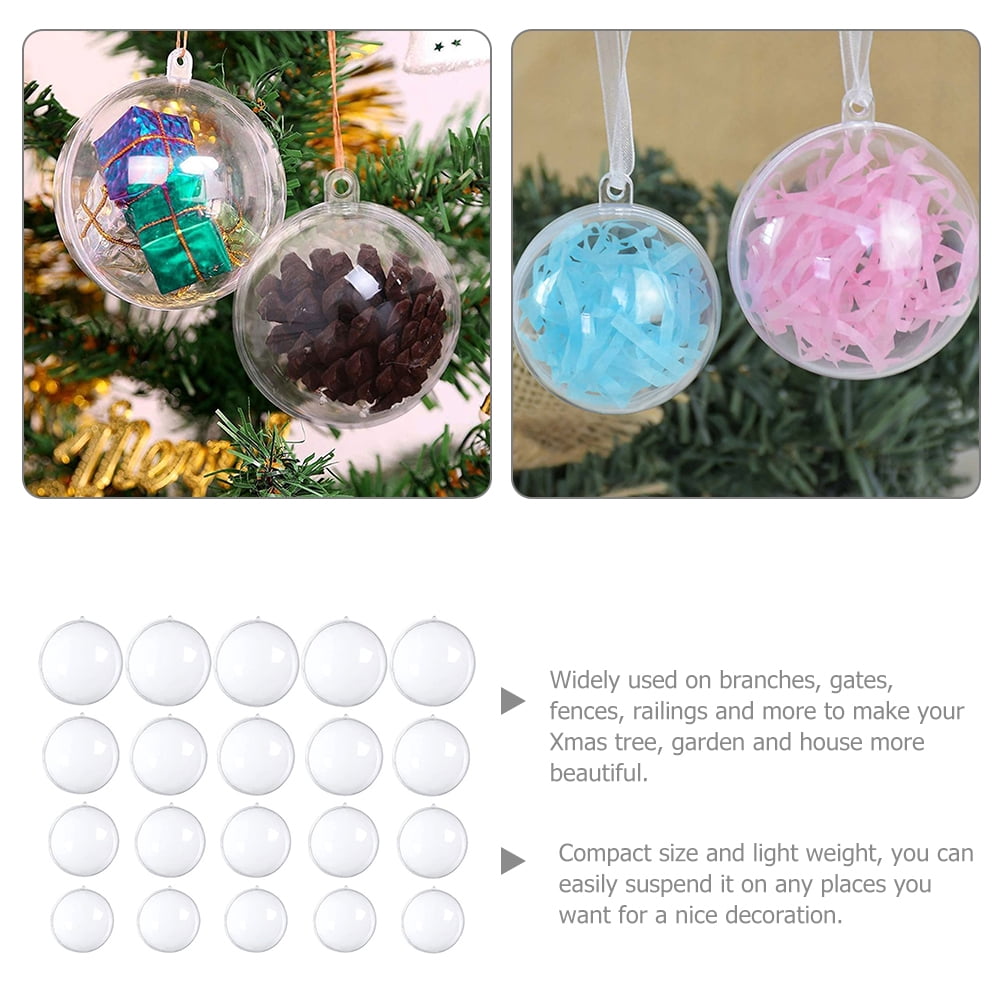 Dytern Xmas 40pcs DIY Clear Plastic Fillable Balls Ornament Christmas Balls for DIY Crafts Decoration