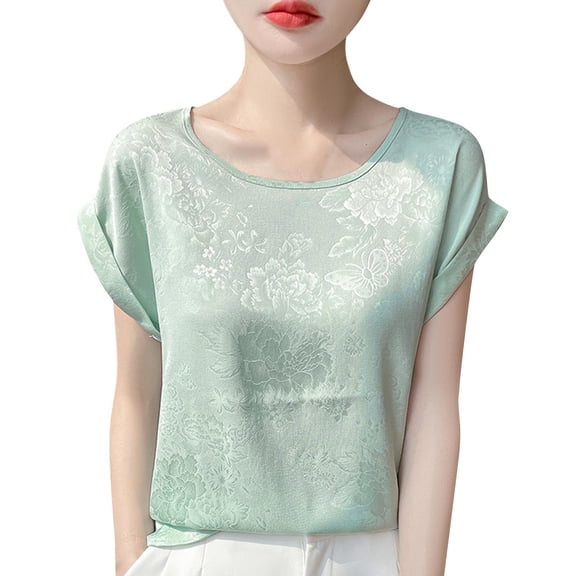 Women's Essential Crewneck Tee Short Sleeve Solid Color Pullover Casual Soft Basic Top Everyday Wardrobe Staple