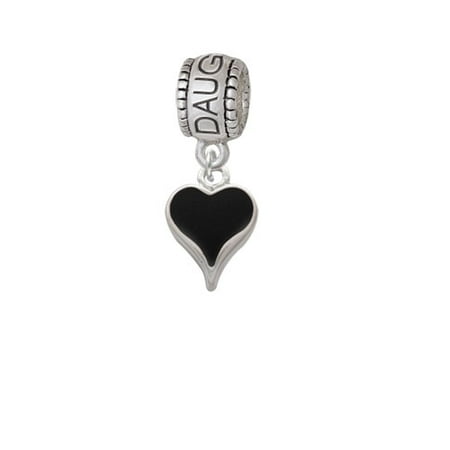 Small Long Black Heart - Daughter Charm Bead