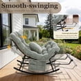 thumbnail image 3 of Villeston Oversized Outdoor Papasan Rocking Chair with Footrest, Heavy Duty Wicker Patio Egg Chair with Cushion ,Green, 3 of 7