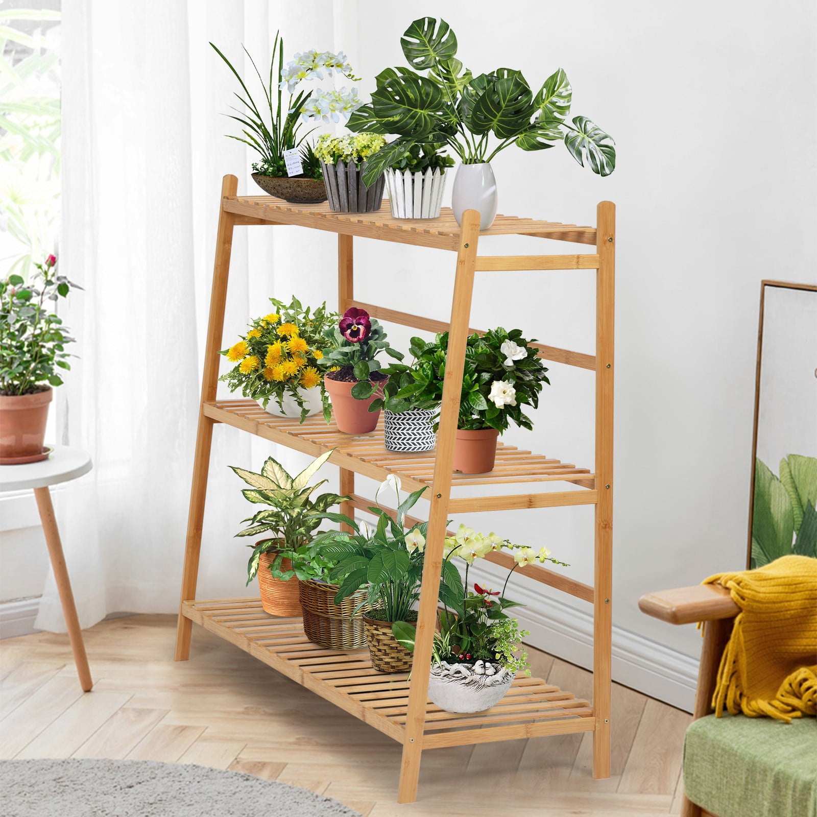 Bamboo Plant Stand Indoor&Outdoor Multiple Flower Pot