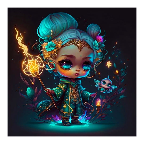 Pintura de diamante 5D DIY Kit completo de niña duende de taladro redondo Decoración del hogar (NH3184) Hugtrwg Para estrenar