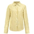 thumbnail image 5 of Aoiroe Women's Long Sleeve Shirts,Long Sleeve Collared Dress Blouses Fitted Button Down Shirts Dress Shirts Lapel Blouse Shirt with Pocket Business Casual Work Tops Yellow L, 5 of 5