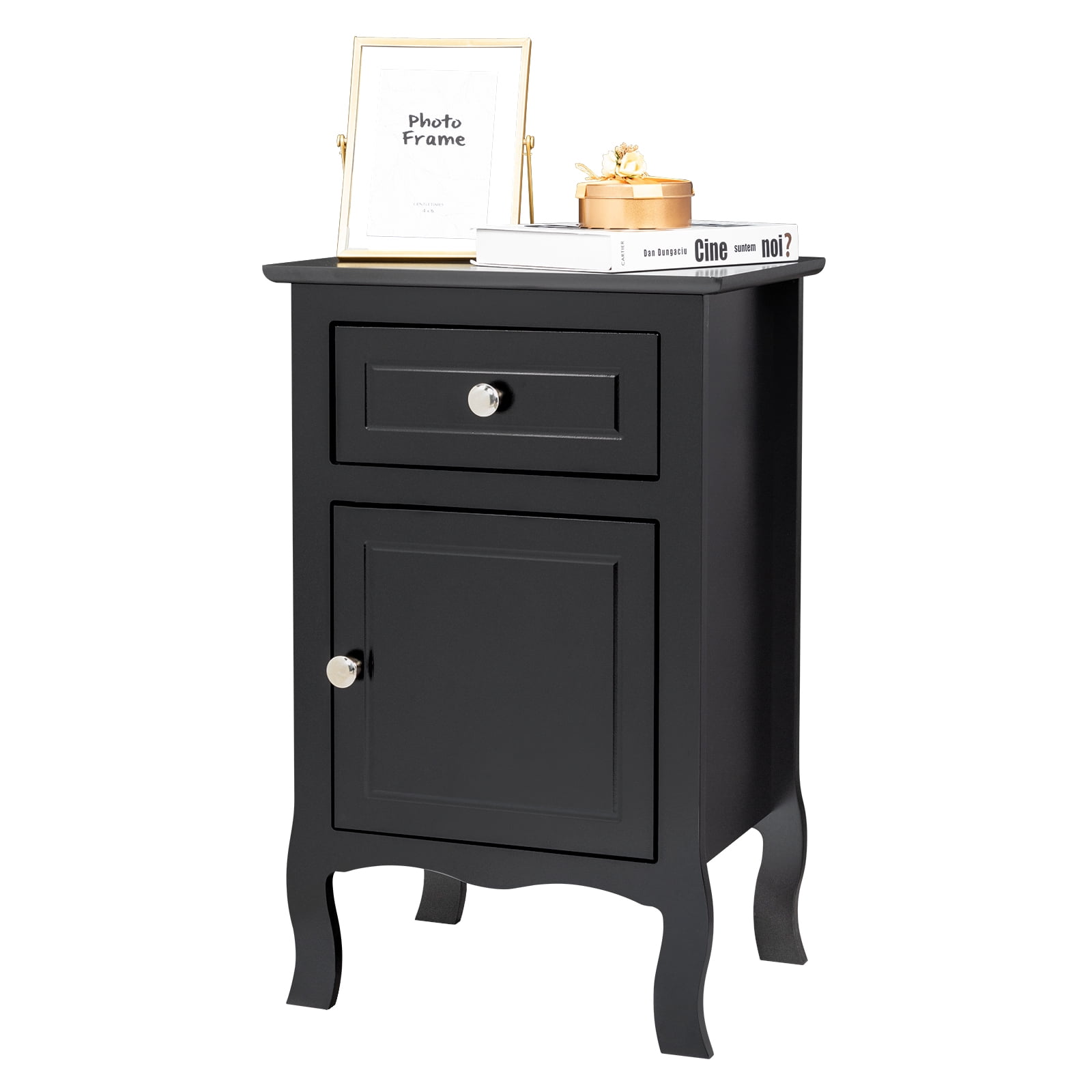 HUGO Small Drawer Nightstand - Black Solid European Birch, Fully Assembled,  Floor Standing or Wall Mounted, Environment-Friendly Black Oil Finish -  Woodek Design