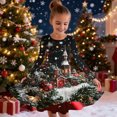 thumbnail image 2 of RXMEKW Robe Patineuse de Noël Imprimée pour Filles à Manches Longues à Col Rond Robe Tournoyante pour Récital et Fête pour les Fêtes, l'École et les Occasions Festives, 2 of 5