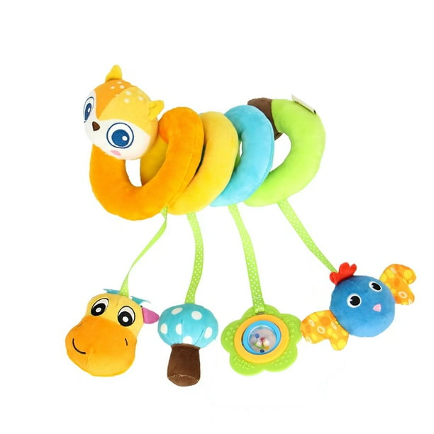 AIPINQI Baby Car Seat Toy, Spiral Plush Rattle Toy with Teether for