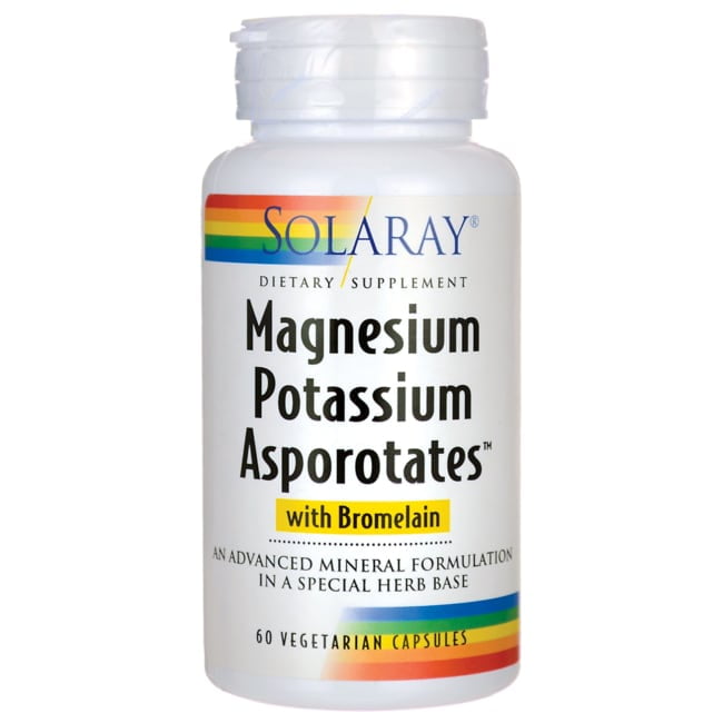 Solaray Magnesium & Potassium Asporotates w/ Bromelain, Healthy Electrolyte, Bone & Muscle Support, 30 Serv, 60 VegCaps