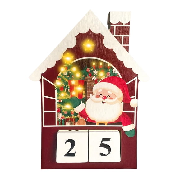Calendario Navideño de Madera Bewildely 2024 con luces Eco Incluidas