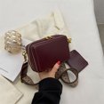 thumbnail image 2 of Bolsa bandolera 2 en 1 tejido con correa ancha para mujer, Bolsa de hombro para cámara (rojo vino) Tmvgtek Para Estrenar, 2 of 9