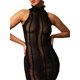 thumbnail image 3 of Txlixc Vestido de Mujer, Color Sólido Patchwork Malla Volante Transparente Sin Mangas Cuello Alto Mini Vestido Ajustado Txlixc Moda, 3 of 9