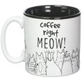 thumbnail image 3 of BnB Cat Lovers Mug Coffee Right Meow Funny Message Novelty Ceramic Cup for Java, Hot Tea or Hot Chocolate 13 oz 3.75 in H x 5 in W x 3.5 in D, Black and White with Feline Animated drawings, One in box, 3 of 3