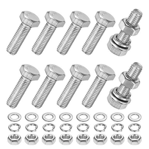 Uxcell 10-Pack Hex Head Screw Bolt with Nuts Flat & Lock Washers M5x16mm