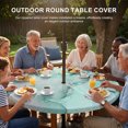 thumbnail image 2 of Round Outdoor Tablecloth with Umbrella Hole and Zipper, Aqua Marble Fitted Table Cover with Elastic Edge for 36-44 Inch, Modern Abstract Waves Silvery Farmhouse Waterproof Patio Tablecoths for Picnic, 2 of 9