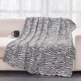 thumbnail image 2 of Zebra Print Fleece Flannel Twin Size Blanket(60x80inch) with Zebra Storage Pouch,300 GSM Double Sided Super Soft Bed Throw, Blanket for Adults,Black and White Lightweight Fuzzy Home Decor, 2 of 5