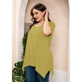 thumbnail image 6 of SHOWMALL Women‘s Plus Size Tops Short Sleeve Blouse Yellow 3X Summer Swing Tunic Clothes Crewneck Clothing Flowy Tee Shirt for Leggings, 6 of 8