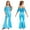 Light Blue, variant on Girls Metallic Flared Pants Jumpsuit Spaghetti Straps Hippie Dance Full Body Unitard Performance Light Blue 6