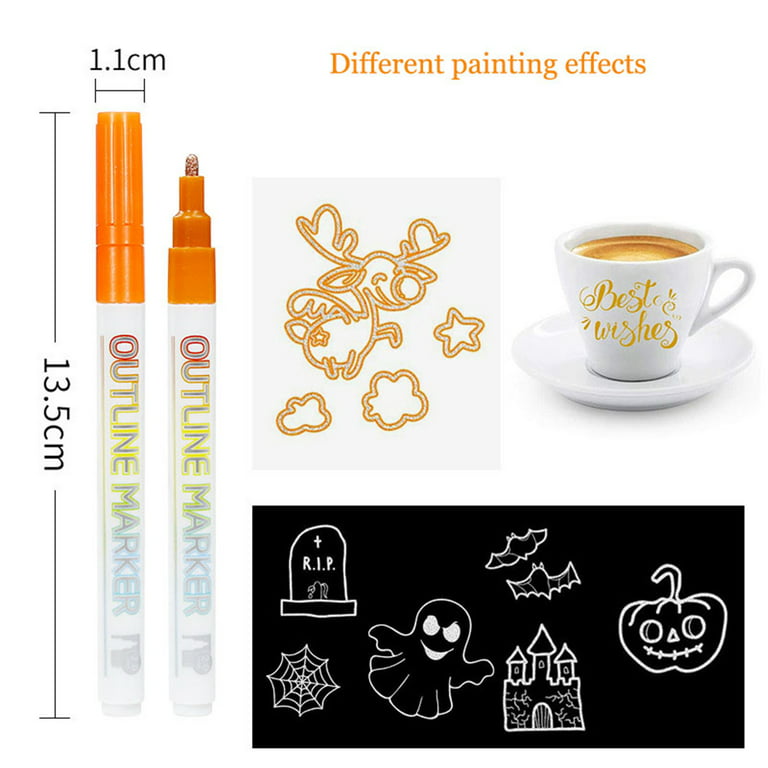 Outline Marker Set,Magic Shimmer Markers Pens Set for Kids,Making Christmas  Cards Drawing Greeting Cards,DIY Scrapbook 8 Colors 