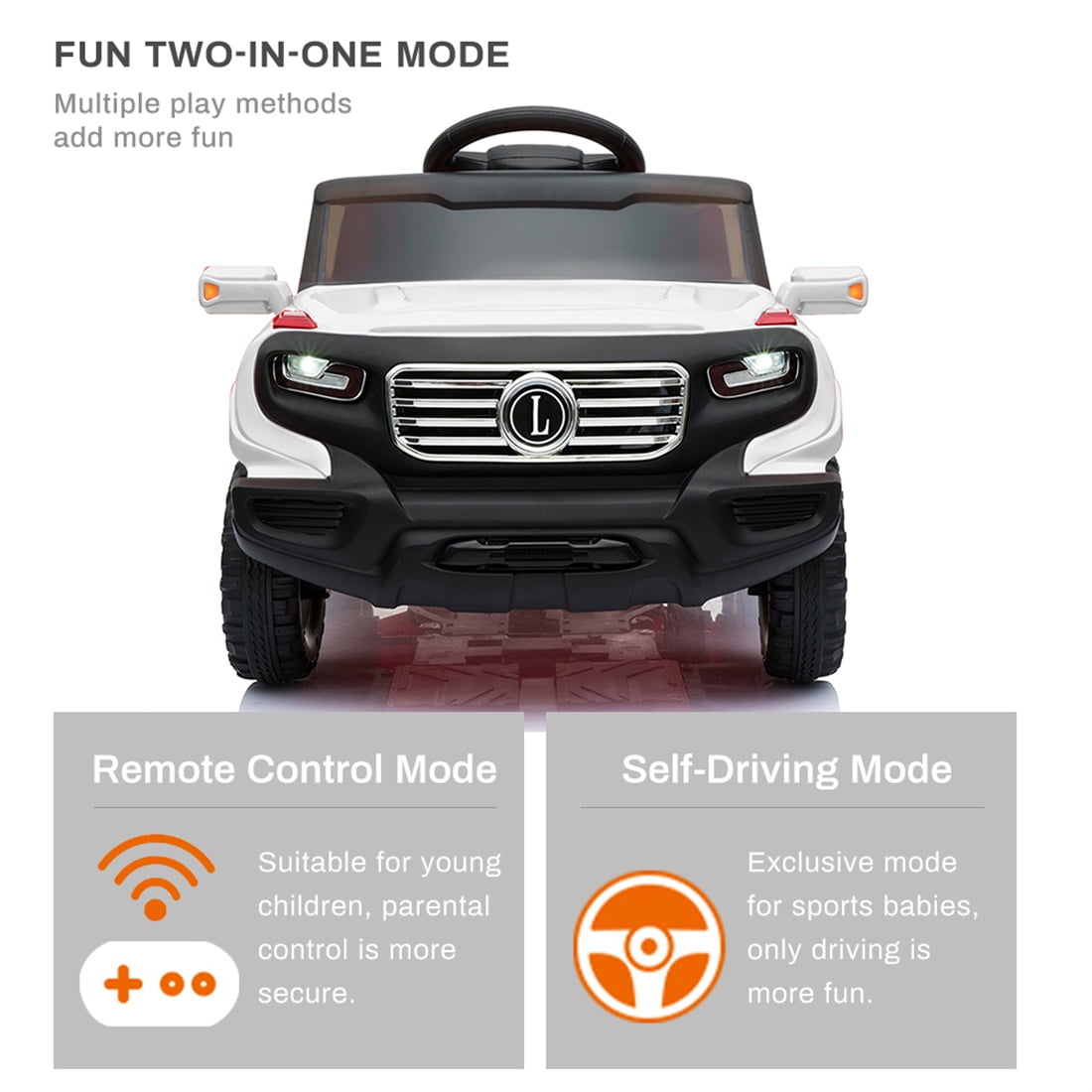 CIPACHO Kids 6V Ride On Truck w/ Parent Remote Control, Children's Battery-Powered Vehicles with 3 Speeds, LED Lights, White