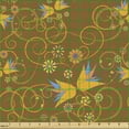 thumbnail image 2 of Ambesonne Floral Fabric by the Yard Upholstery, Bellflower and Swirls, 1 Yard, Ginger Orange, 2 of 5