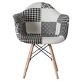 thumbnail image 2 of Mid-Century Modern Style Fabric Lined Armchair with Beech Wooden Legs, 2 of 7