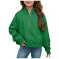 thumbnail image 3 of Zshosam Sweatshirts for Kids Bulk Girls Sweatshirts Kids Casual Long Sleeve Loose Tops Fall Comfy Lightweight Pullovers,Dark Green 13-14 Years, 3 of 7