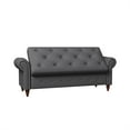 thumbnail image 5 of Ottoman with Storage, 63" Button-Tufted Upholstered Storage Ottoman Bench with Rolled Arms and Solid Wood Legs Bedroom Bench Large Storage Bench for Bedroom, Living Room, Dark Gray, 5 of 7