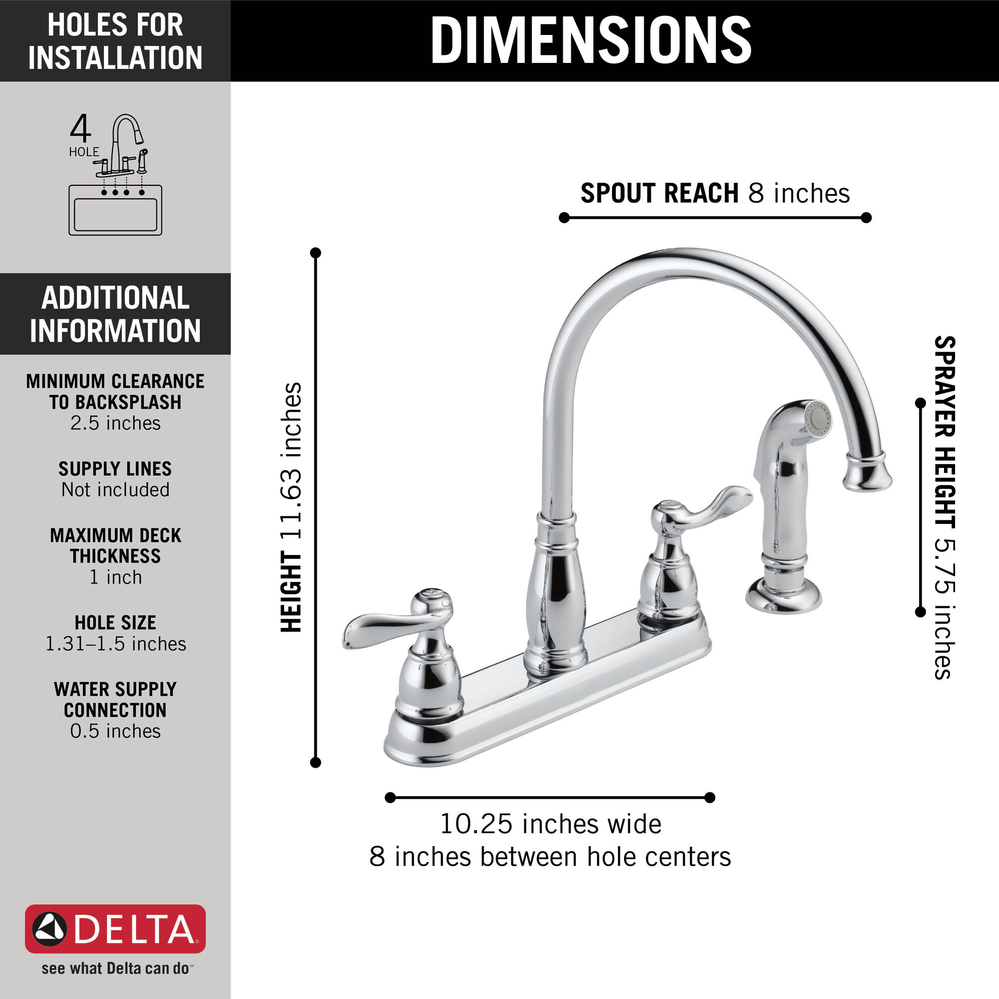 Delta Windemere Two Handle Kitchen Faucet Chrome photo 3