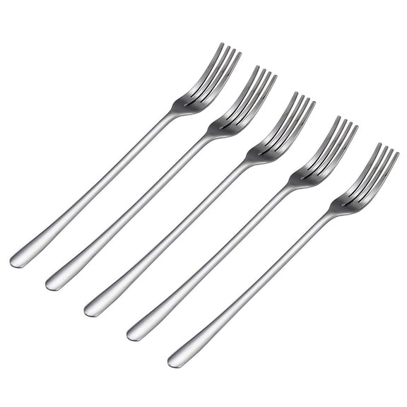 Selrti 5 Pcs Appetizer Dessert Forks Stainless Steel Salad Fruit Tasting Forks Multi-functional Cocktail Forks for Party Travel