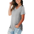 thumbnail image 3 of Women's T Shirt V-Neck Short Sleeve Shirt Classic-Fit Casual Breathable Tee Summer Basic Tops, 3 of 4