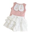 thumbnail image 3 of Toddler Girls Summer Short Sets Outfits Cotton Crewneck Short Sleeve Playwear Sets 6-12 Months 12-24 Months 2t 3t 4t 5t 6t 7t Children(Pink,12-18 Months), 3 of 7