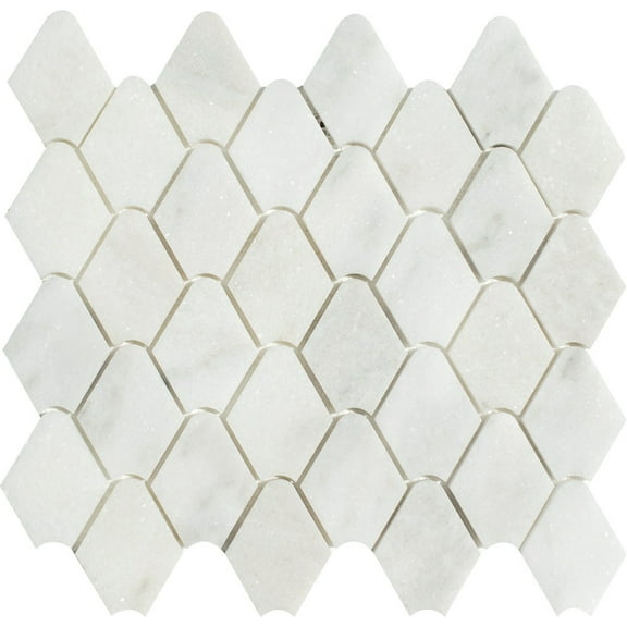 Rain Drop Crystal White Honed Marble Waterjet Mosaic Tile