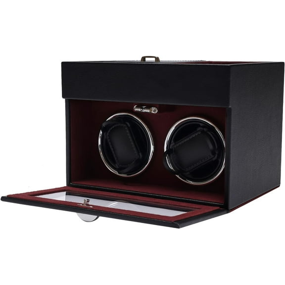 SHZICMY Automatic Watch Winder Box, 2 Watch Winders for Automatic Watches, Flexible [Upgraded] Watch Pillows, with Jewelry Storage Space, Super Quiet Motor, LED Illumination, Velvet Lining(Red)