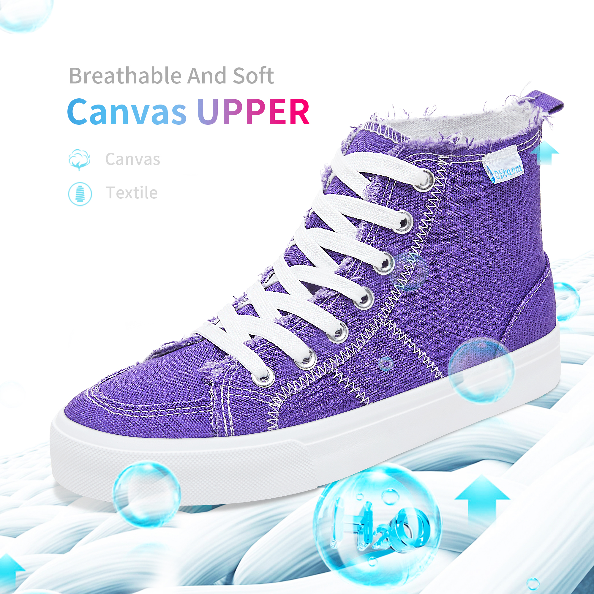 Obtaom Women's High Top Canvas Sneakers photo 2