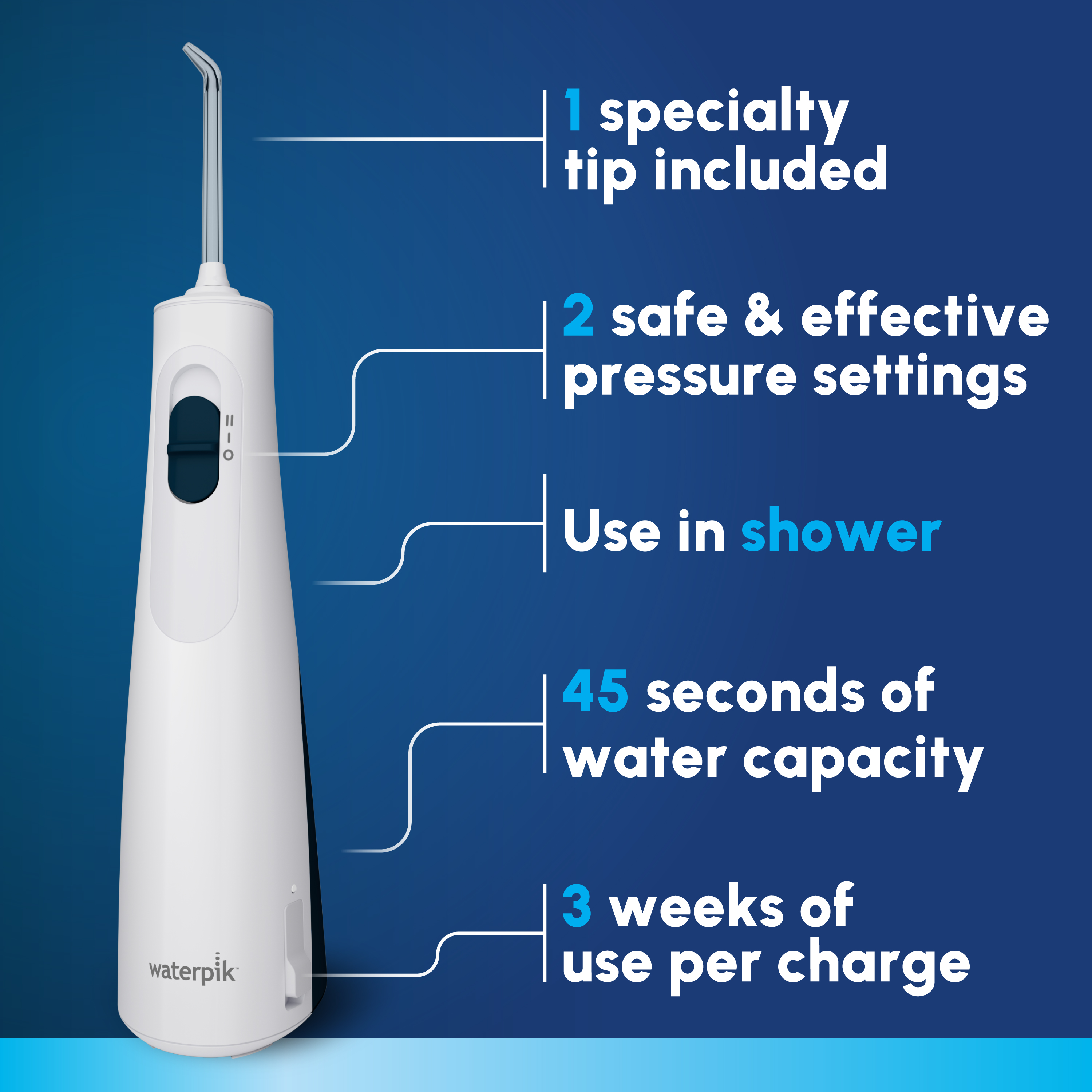 Waterpik Cordless 1000 Portable Water Flosser White photo 2
