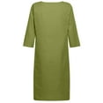 thumbnail image 5 of Dyegold Linen Shirt Dresses For Women Summer Casual V Neck Half Sleeve Shift Dress Knee Length Loose Plus Size Vintage Dress, 5 of 5