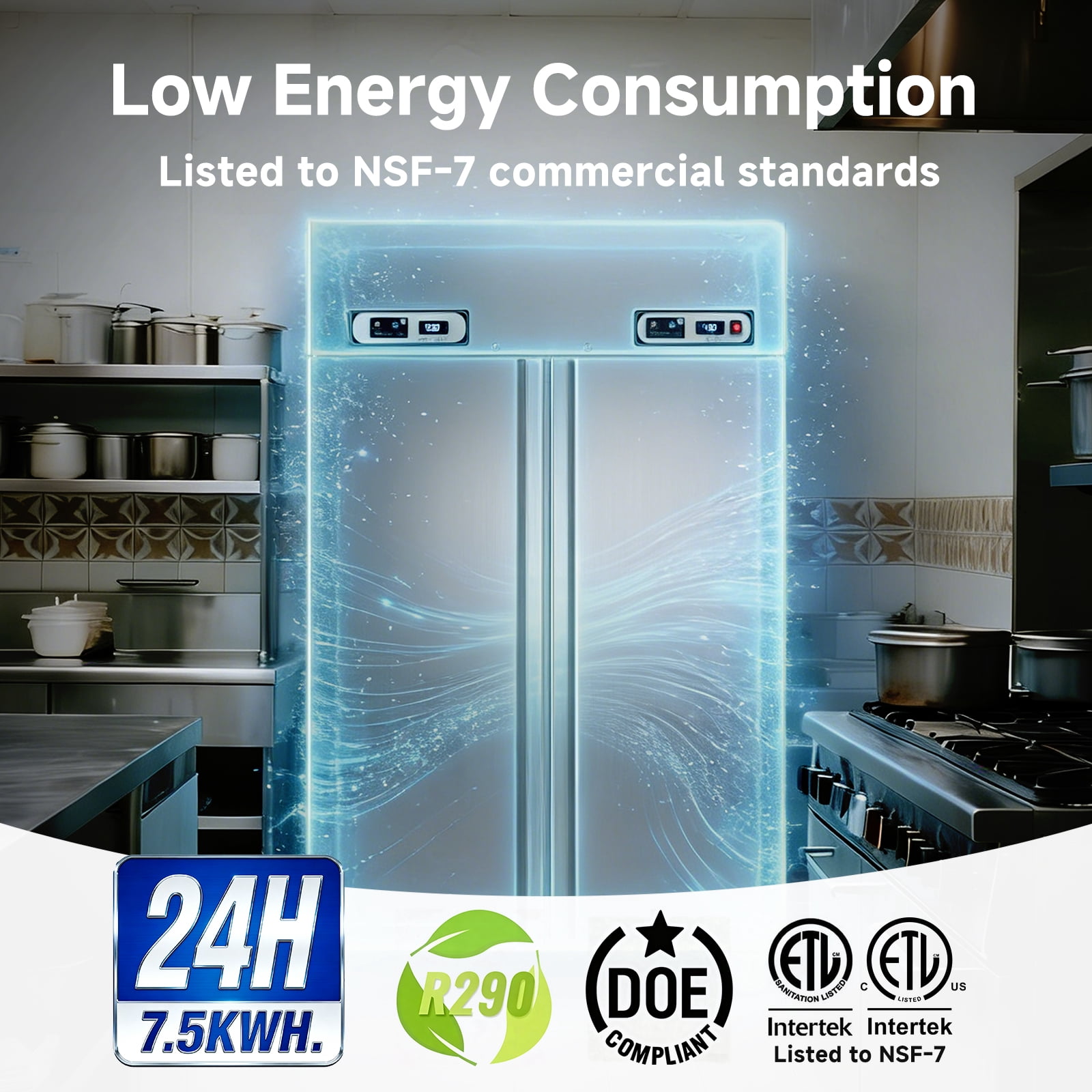 VEECOOL Commercial Refrigerator Freezer Combo WiFi Enabled with Smart App Control, 48" W 36 Cu.Ft Dual Temperature Stainless Steel Upright Fridge and Freezer Combo for Restaurant, Garage, Kitchen